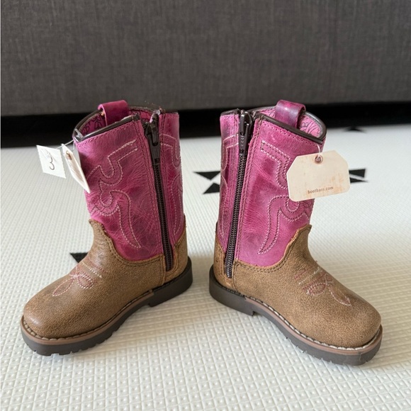 Shyanne|NWT,Brown & pink toddler leather boots, ,cowgirl western style•••!Size 3 - Picture 6 of 13